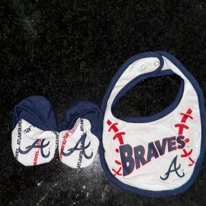 MLB Blue and White Bibs with Braves Logo